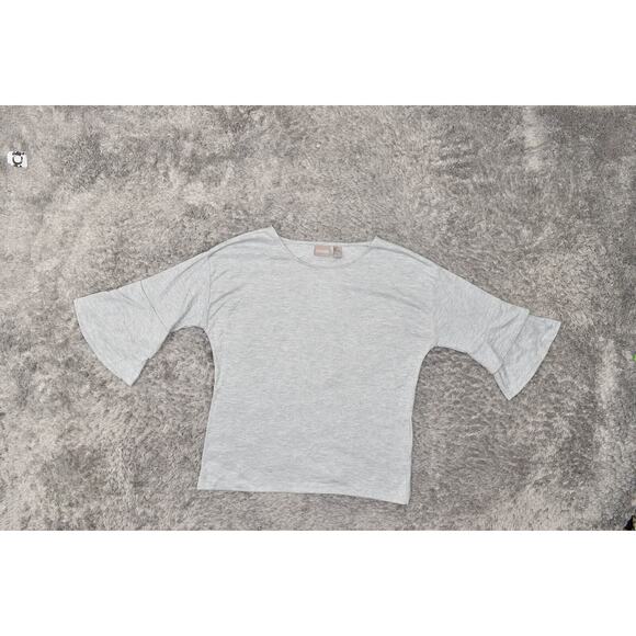 Chico's Size 1 Gray Blouse Women's Top Crew Neck 3/4 Sleeve Solid Elegant - Picture 8 of 8